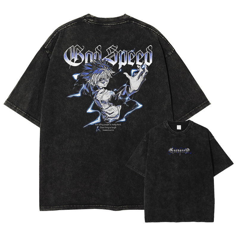 Thunder Speed Anime Graphic T-Shirt – Cotton Oversized Tee