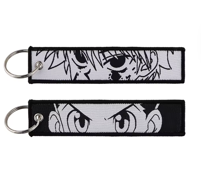 Duo Eyes Anime Keychain Tag – Double-Sided Embroidered