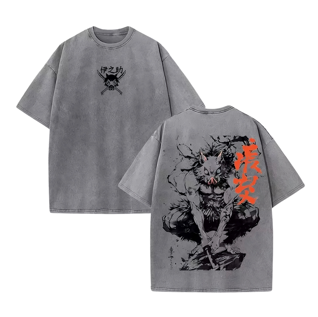 Boar Swordsman Anime Graphic T-Shirt – Cotton Oversized Tee