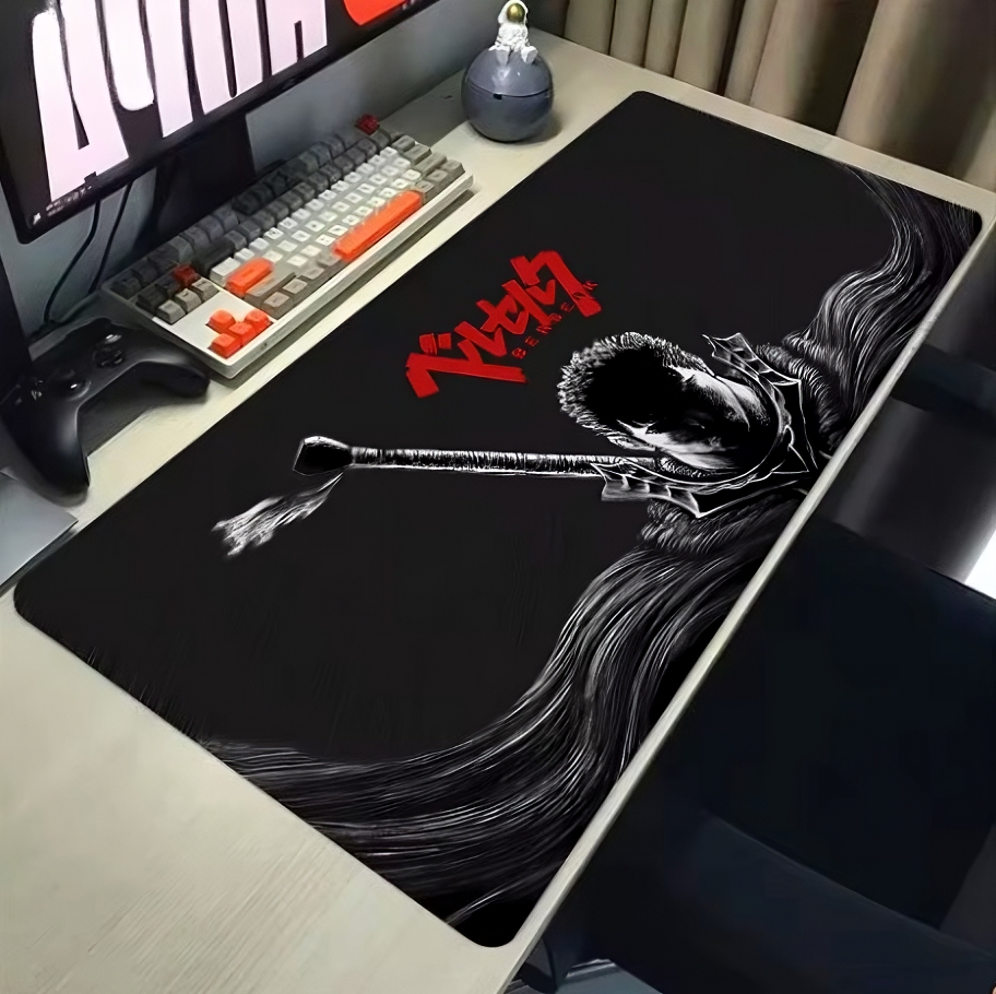 Dark Swordsman Anime Gaming Mousepad – Large Anti-Slip Desk Mat