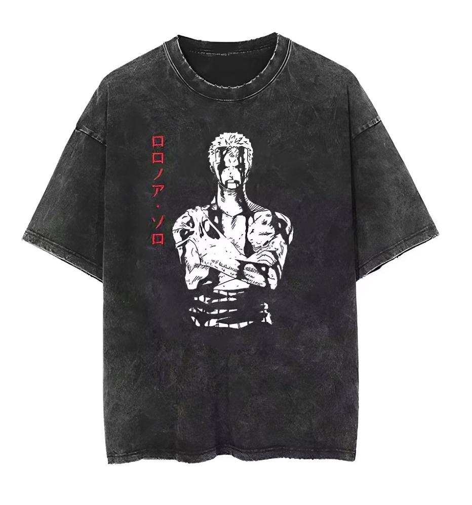 Green Swordsman Anime Graphic T-Shirt – Cotton Oversized Tee