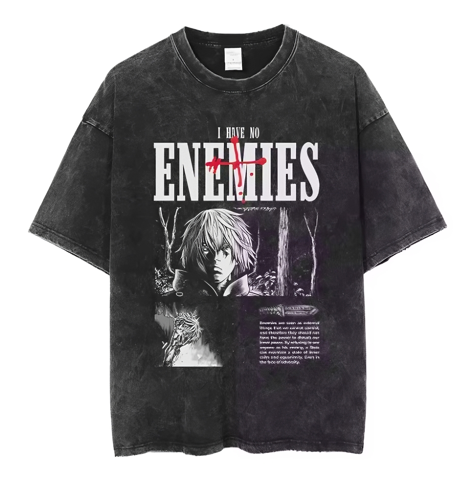 No Enemies Anime Graphic T-Shirt – Cotton Oversized Tee
