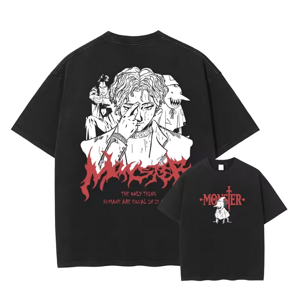 Monster Anime Graphic T-Shirt – Cotton Oversized Tee