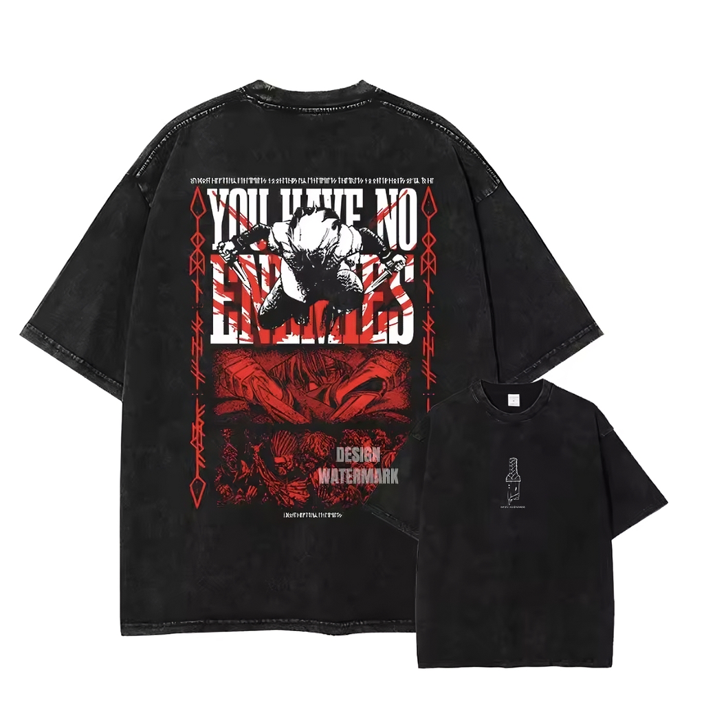 No Enemies Anime Graphic T-Shirt – Cotton Oversized Tee