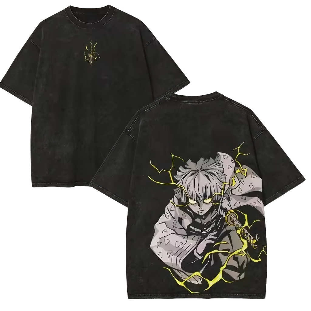 Lightning Swordsman Anime Graphic T-Shirt – Cotton Oversized Tee