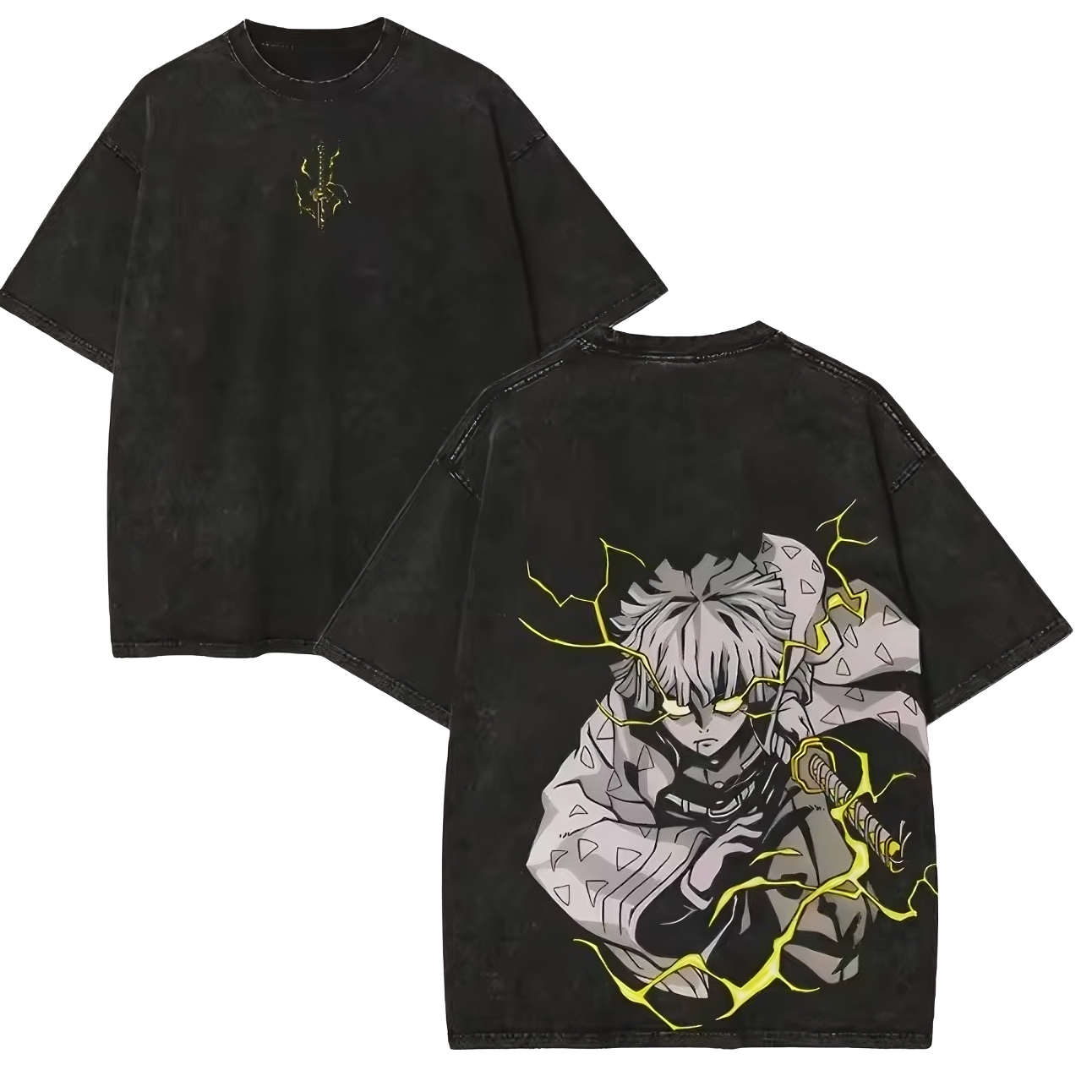 Lightning Swordsman Anime Graphic T-Shirt – Cotton Oversized Tee