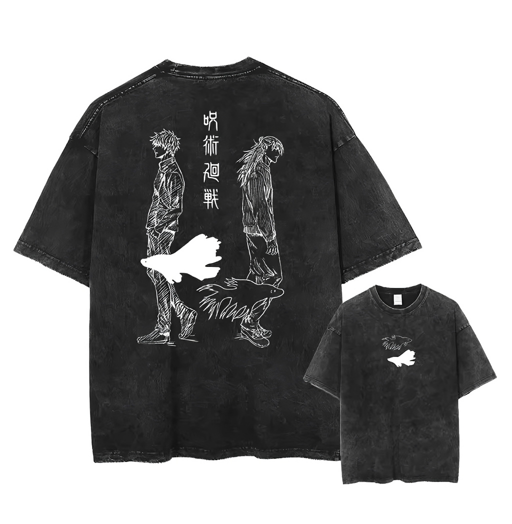 Cursed Duality Anime Graphic T-Shirt – Cotton Oversized Tee